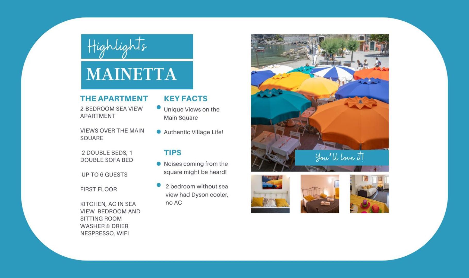 Mainetta Sea View Apartment With Ac Vernazza Bagian luar foto
